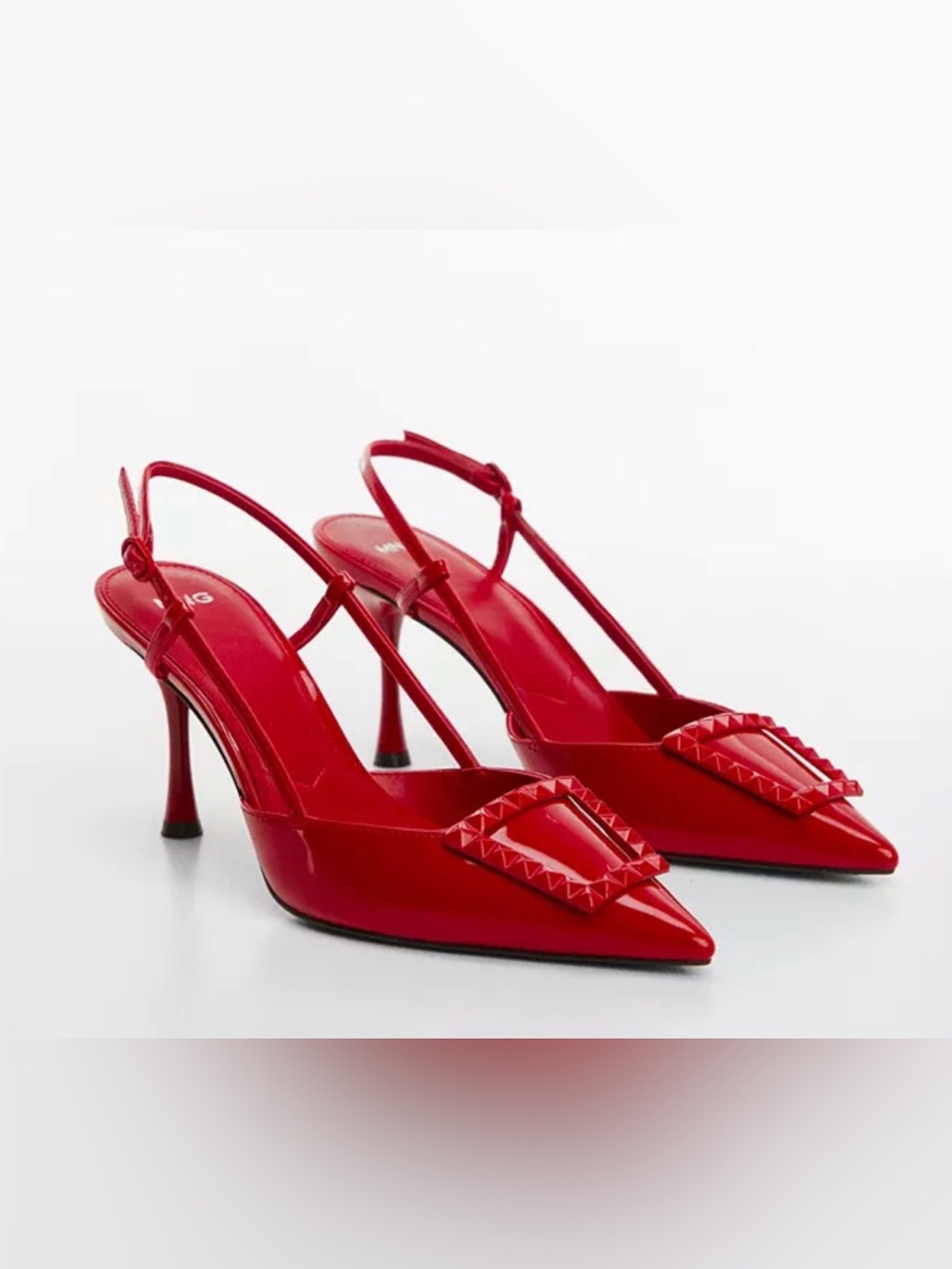 NWT MANGO MNG RED POINTED TOE SLINGBACK PUMPS HEELS SHOES SZ 37 6.5